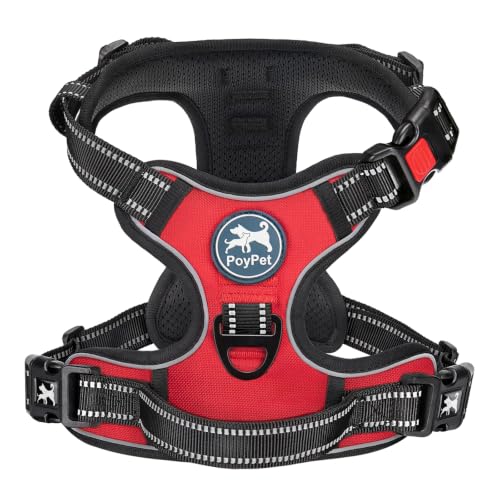 PoyPet No Pull Dog Harness Large with Front Clip & Neck Release B...