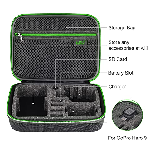 Hsu Protective Carrying Case Compatible With Go Pro Hero 11, 10, 9, 8, 7, 6, 5, 4, 3 And Accessories, Light And Medium Security Bag,Compact And Safe Action Camera Travel Storage #TOP2