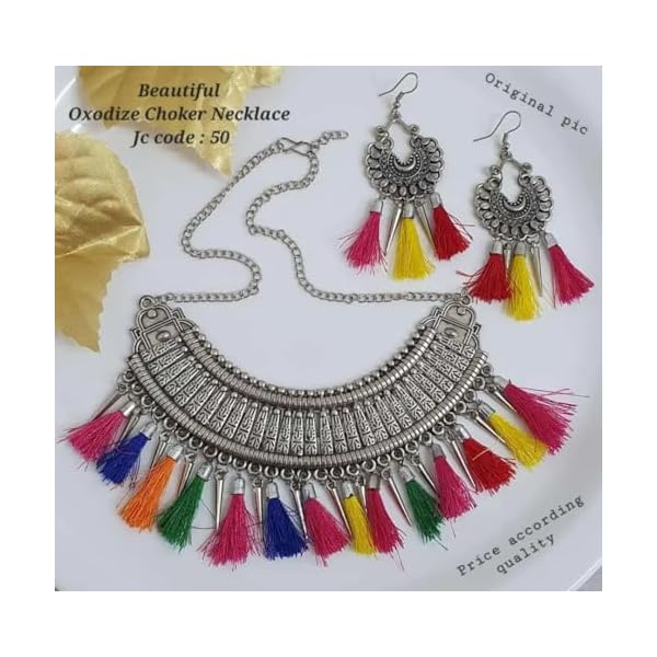 ISLANA Jewellery Set for Women & Girls | Necklace, Necklace for Women, Choker Necklace for Women | Traditional Meenakari Choker Necklace Jewellery Set with Fish Hook Earrings | Necklace Set for Women - Image 6