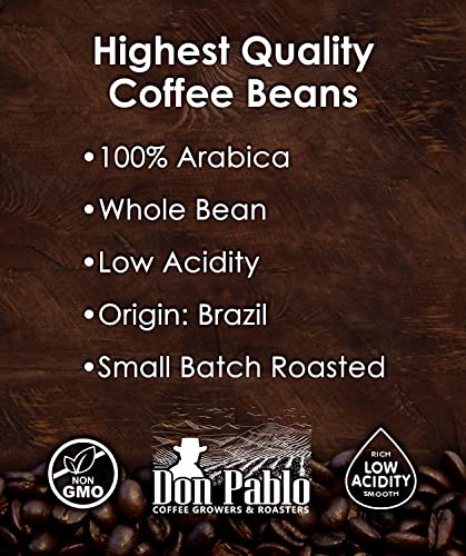 2Lb Don Pablo Gourmet Coffee - Brazil Cerrado - Medium Dark Roast - Whole Bean Coffee - 100% Arabica Beans - Low Acidity And Non-Gmo - 2Lb Bag #TOP4