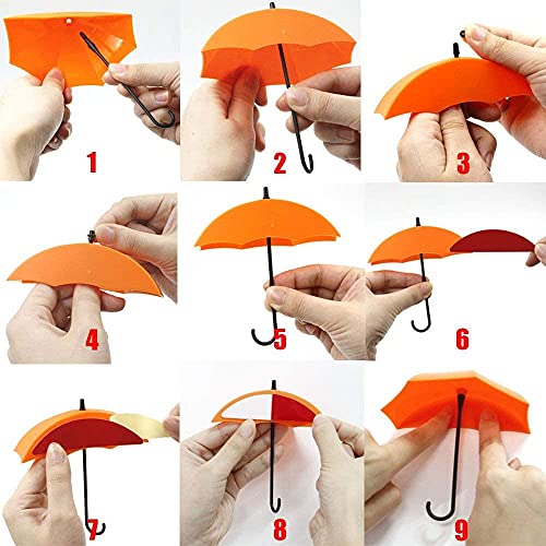 Image of MAPPERZ Plastic Umbrella Key Hat Holder Hooks | Wall Mounted Hanging Organizer for Keys, Caps, Accessories | Multipurpose Decorative Hanging Hook for Hallway, Bedroom, Office (Multicolour, Set of 03)