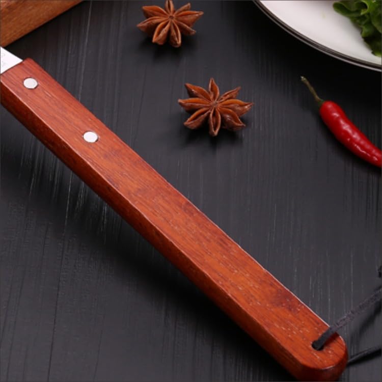 Forchetta da Carne in Acciaio Inossidabile, Forchetta da Portata in Acciaio Inossidabile con Manico in Legno, Forchetta da Cucina per Barbecue, Forchetta da Grill da Servizio, 38,5 cm