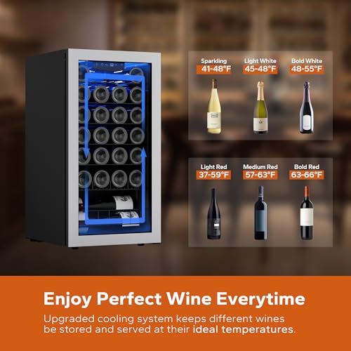 Ca'Lefort CLF-WSJC88 Wine Fridge, 27 Bottles Wine Cooler With Digital 38-65℉ Temper Control, Wine Cooler Refrigerator Freestanding And Under Counter thumb #3