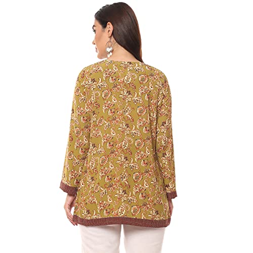 Image of BIBA Women Art Silk Regular Fit Straight Printed Kurti