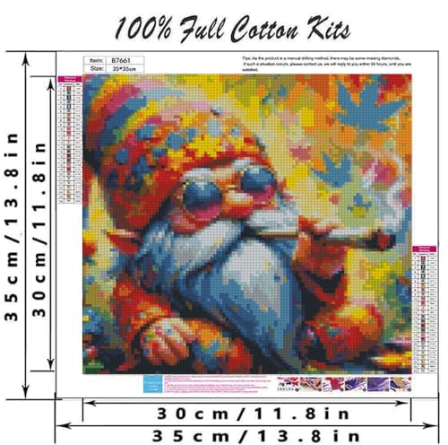 Image of Gnome Cross Stitch Kits for Adults Beginner,Counted Cross Stitch Kits Printed Stitching Cute Patterns Dimensions Needlepoint Art Crafts Embroidery Kits for Adults Beginners (13.7x13.7 inch)