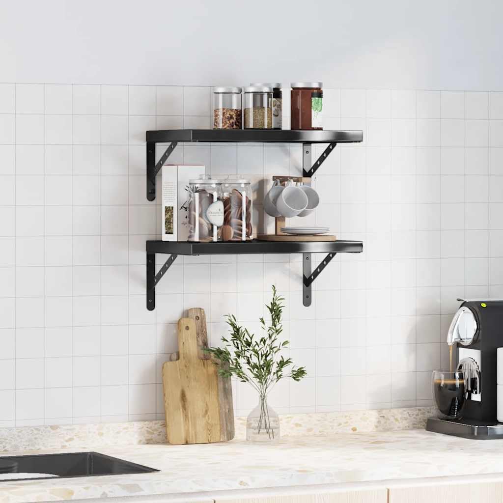 Generisch Wandregale 2 STK. 50x30 cm Schwarz Edelstahl,Möbel,Regalsysteme,Wandregale-3214518