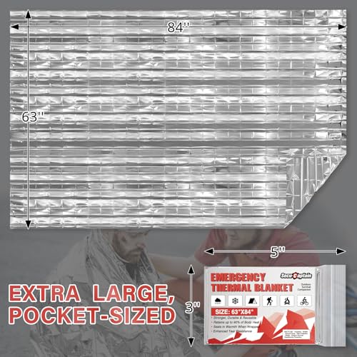 SecuCaptain Survival Emergency Thermal Blankets: Extra Large 84” x63” Space Mylar Blanket Kit for Outdoor Cold Winter Camping Hiking Car Bug Out Bag or First Aid - 4 Pack - Image 3
