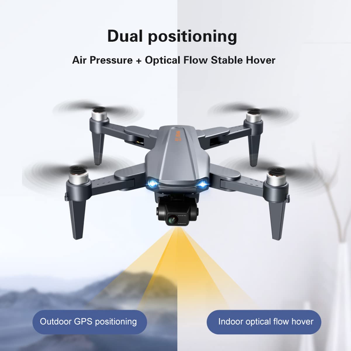Drone Pieghevole per Bambini Adulti, Quadrirotore RC per Principianti, Doppia Fotocamera HD 8K, Flusso Ottico Altezza Fissa, Zoom 50x, Trasmissione Immagine 5G, Ritorno e Segui GPS, Volo Orb