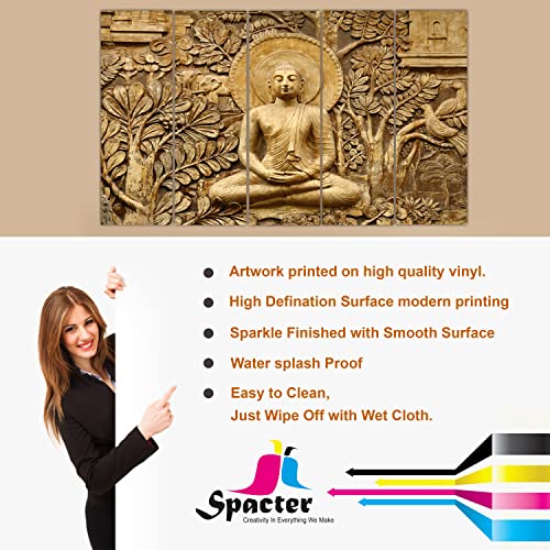 Image of Spacter art Lord Buddha Wall Painting for Living Room Big Size - Meditating Gautam Buddha Painting Wall Decor Peaceful Art for Bedroom, Office, Hotels & Gifting - Wooden Framed (30x60 inch) SP239