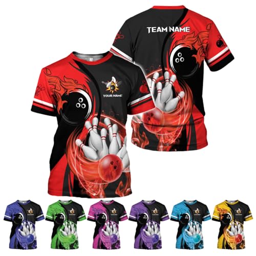 Rivelus Personalized Name Bowling Shirts for Men and Women 3D, Bowling Shirts for Team Bowling, Bowling Shirts Gift