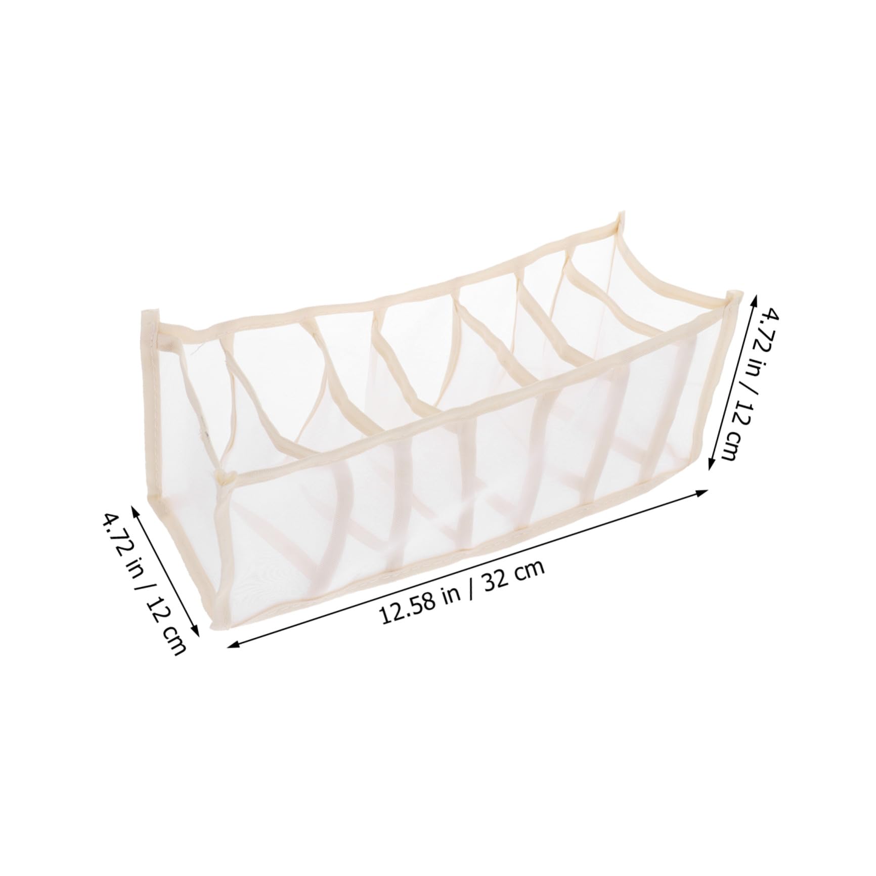VICASKY Boîte de Rangement pour Sous-vêtements en Maille, 32x12x12 Cm, Couleur Beige Épais, 7 Compartiments, Organise Chaussettes Tiroir, Rangement Maison Pratique et Compact