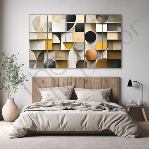 Image of The Castle Decor Abstract art painting with frame Big Size 27x48 Wall art for living room,Bedroom,Drawing room,Hotels-Wooden Framed-298