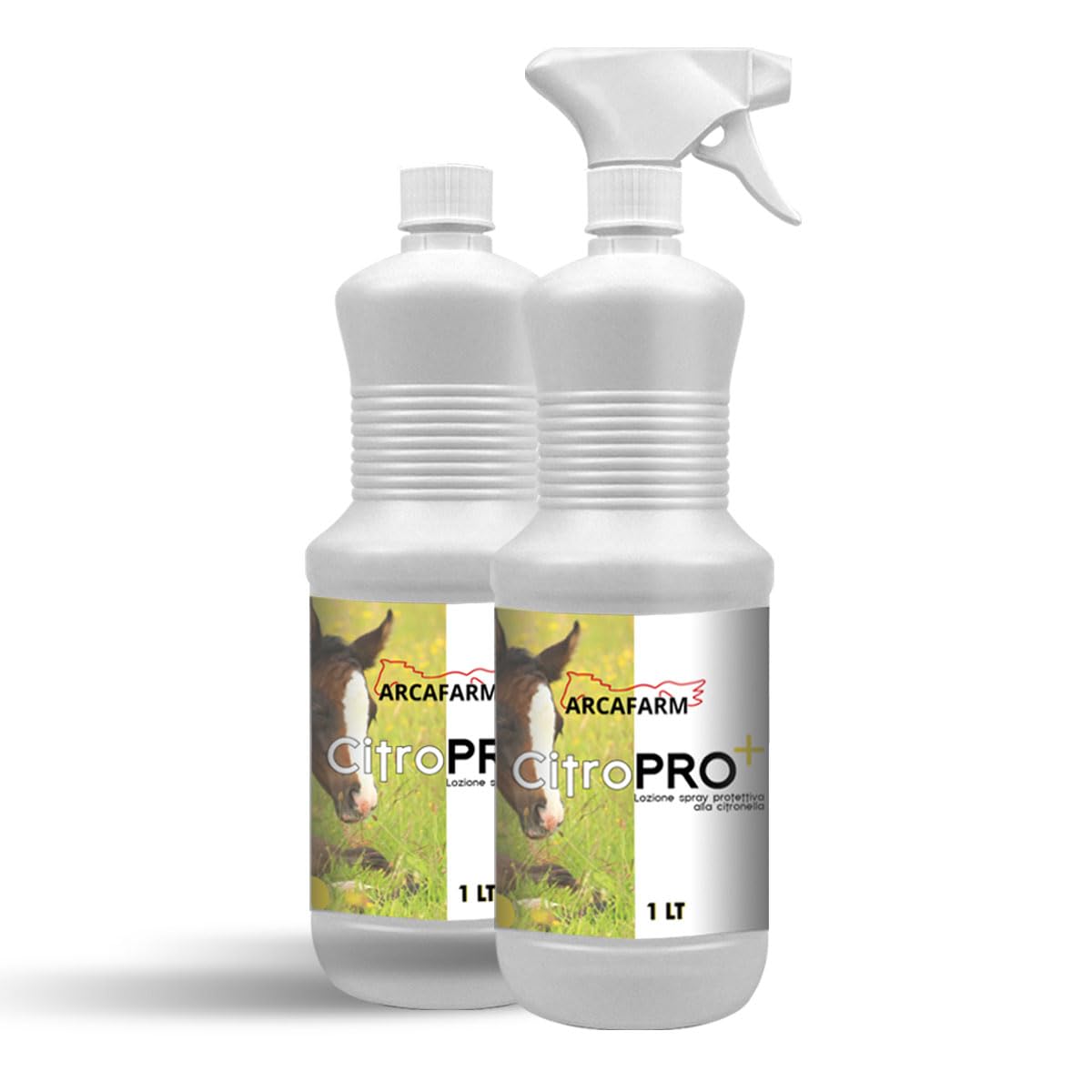 2 Pezzi Repellente Naturale Spray alla Citronella per Cavalli 1 lt Citropro, anti Insetti Volanti Mosche Zanzare, Protezione Lunga Durata, Lozione Insetti Molesti, 100% Made in Italy