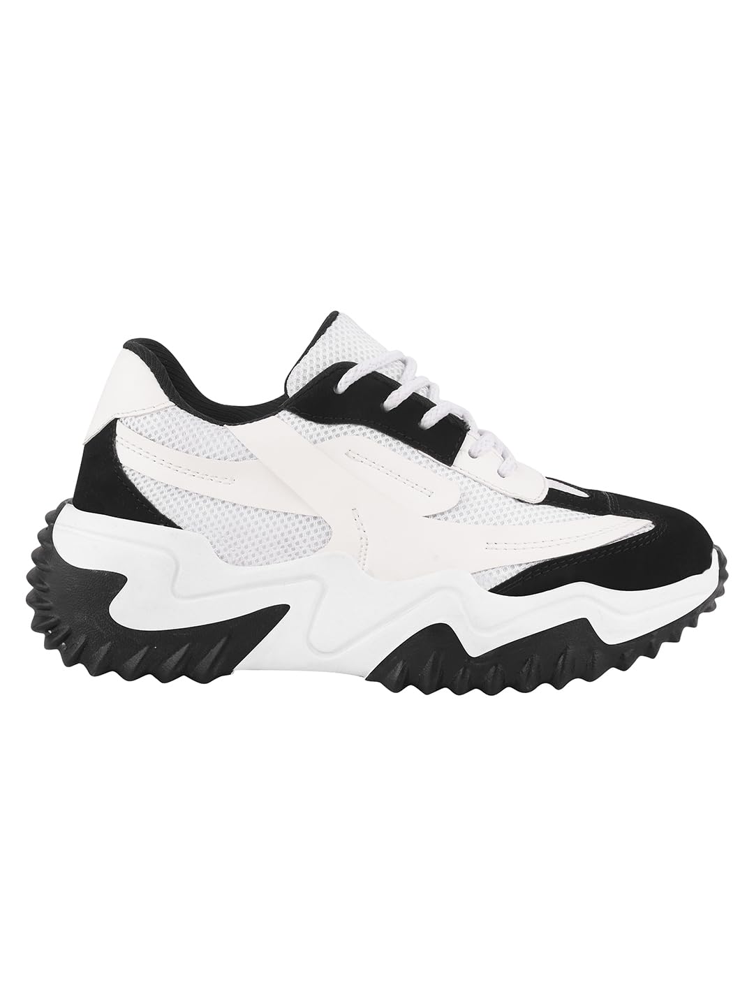 Chunky Platform Sneakers for Women Colorblock || Lace-Up Athletic Shoes with Wavy Sole Design Casual and Party-image-6