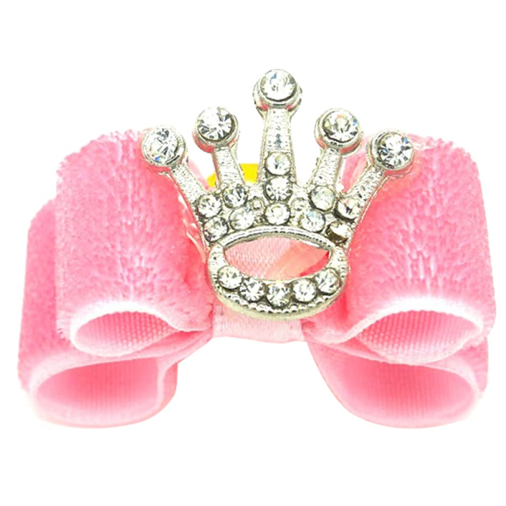 Aapie Women's Dog Bows 1Pc Pet Hair Bow Dog Grooming Bows Crystal Crown Cat Dog Hair Bows Dog Hair Rubber Bands Pet Supplies Grooming Accessories Pet Hair Bow
