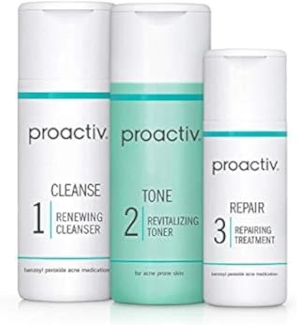 Proactiv 3 Step Acne Treatment – Benzoyl Peroxide Face Wash, Repairing Acne Spot Treatment for Face and Body, Exfoliating Toner – 30 Day Complete Acne Skin Care Kit