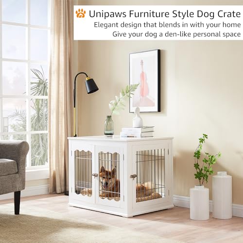unipaws-Furniture-Style-White-Dog-Crate-for-Medium-Dogs-Indoor-Aesthetic-Puppy-Kennel-Modern-Decorative-Wood-Wire-Pet-House-Dog-Cage-Pretty-Cute-End-Side-Table-Nightstand unipaws Furniture Style White Dog Crate for Medium Dogs Indoor Aesthetic Puppy Kennel Modern Decorative Wood Wire Pet House Dog Cage Pretty Cute End Side Table Nightstand