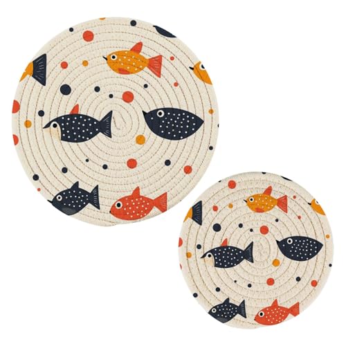 Juego de 2 manoplas de algodón resistente al calor para platos calientes, estufas de leña y platos en forma de pescado