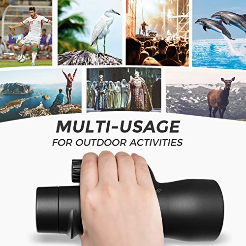Monocular Telescope - 12X55 High Power Starscope Monocular Telescope with Smartphone Holder, BAK4 Prism & IPX7 Waterproof Monocular for Adults Kids Bird Watching Hunting Camping Hiking Traveling - Thumbnail 6