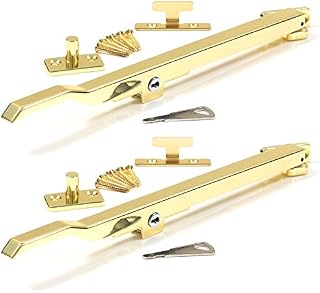 2X Brass Casement Locking Stay Arms - 10" Window Handles