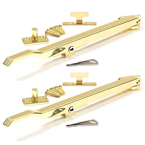 2X Brass Casement Locking Stay Arms - 10 Window Handles