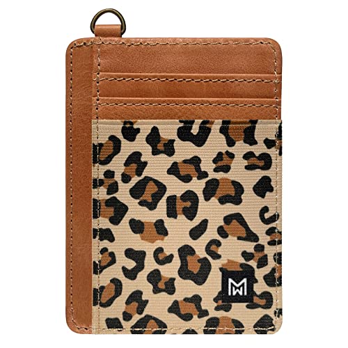 Image of Wallet Slim Minimalist Elastic&Leather Vertical Wallet,RFID Blocking Credit Card Holder Card Cases, leopard print