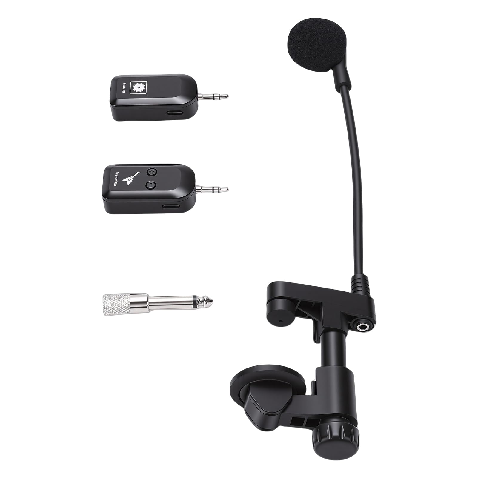 Topiky Microfonico Wireless per Violino UHF, Clip Pickup per Violino 2.4G su Microfoni per Strumenti con Trasmettitore e Ricevitore, Microfono Wireless per Strumenti per Corni, Trombe