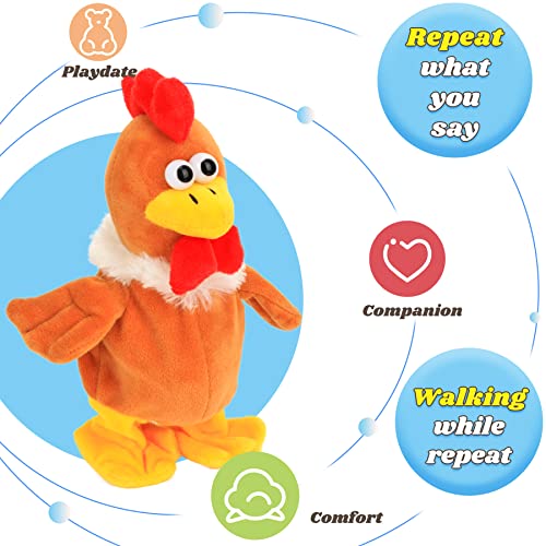 Hopearl Sprechendes Huhn Wiederholt Gesagtes Laufend Küken Elektrisch Interaktiv Animiertes Spielzeug Sprechendes Plüschtier Geschenke für Kleinkinder Geburtstag, 23 cm