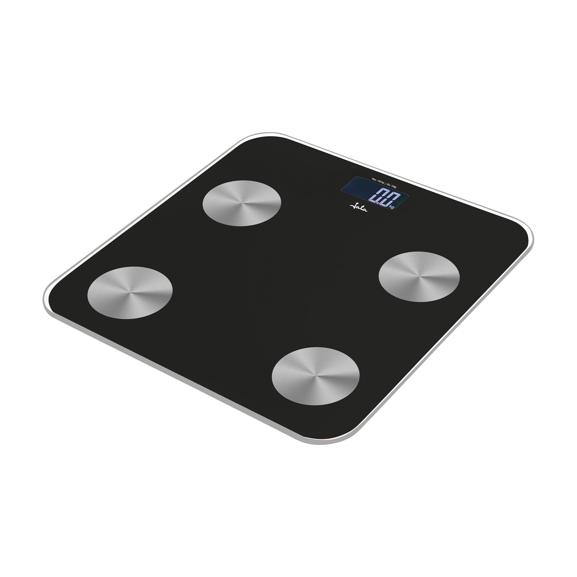 JATA HOGAR HBAS1155 - Báscula Inteligente Digital Bluetooth con App OkOk, Análisis Corporal (Grasa, IMC, Agua, Masa Muscular), 180 kg, 15 Usuarios, Cristal Temperit
