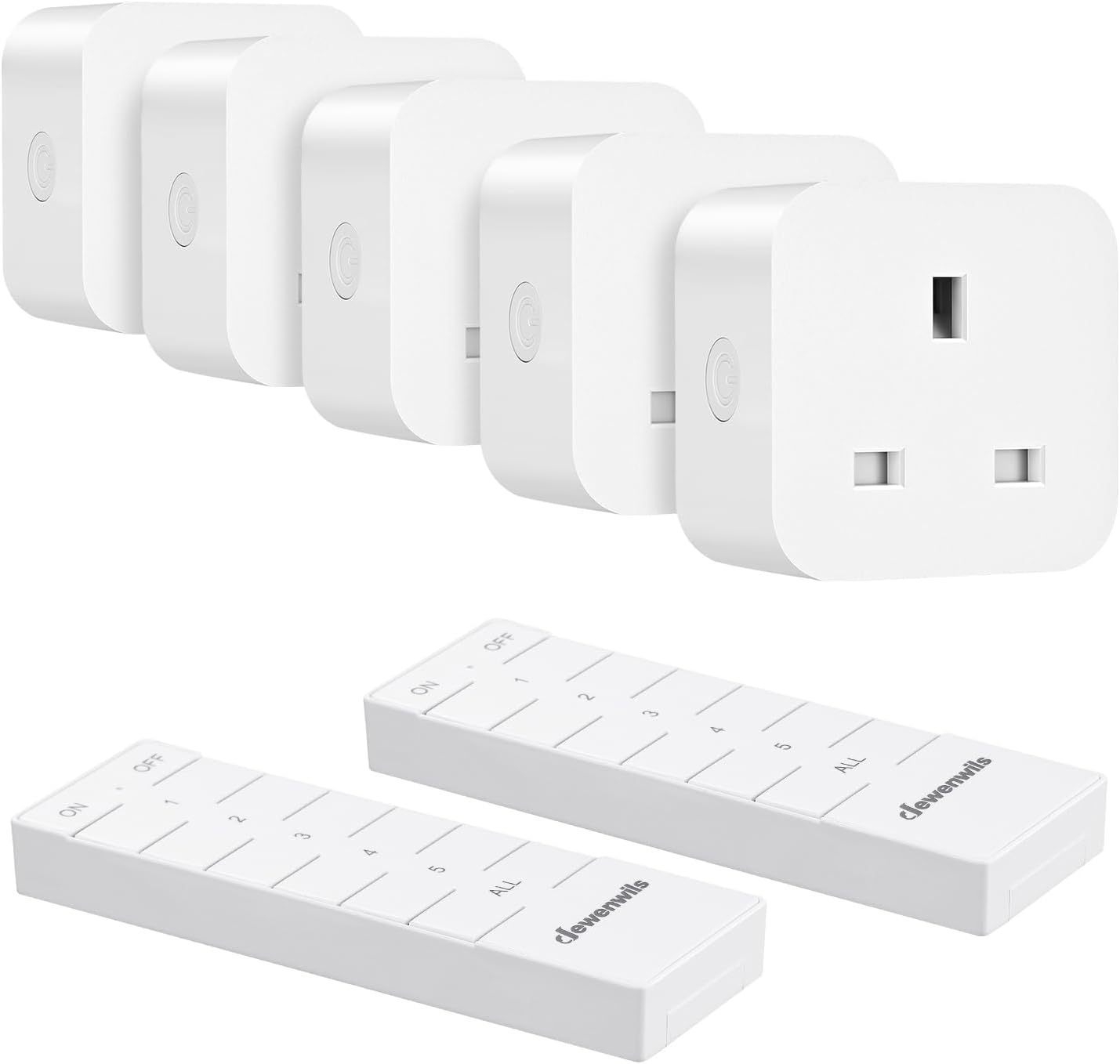 DEWENWILS Remote Control Sockets, 13A 3120W Heavy Duty Wireless On Off Power Switch, 30M/100FT Control Range, Remote Plug for Vacs, 2 Remotes+5 Sockets