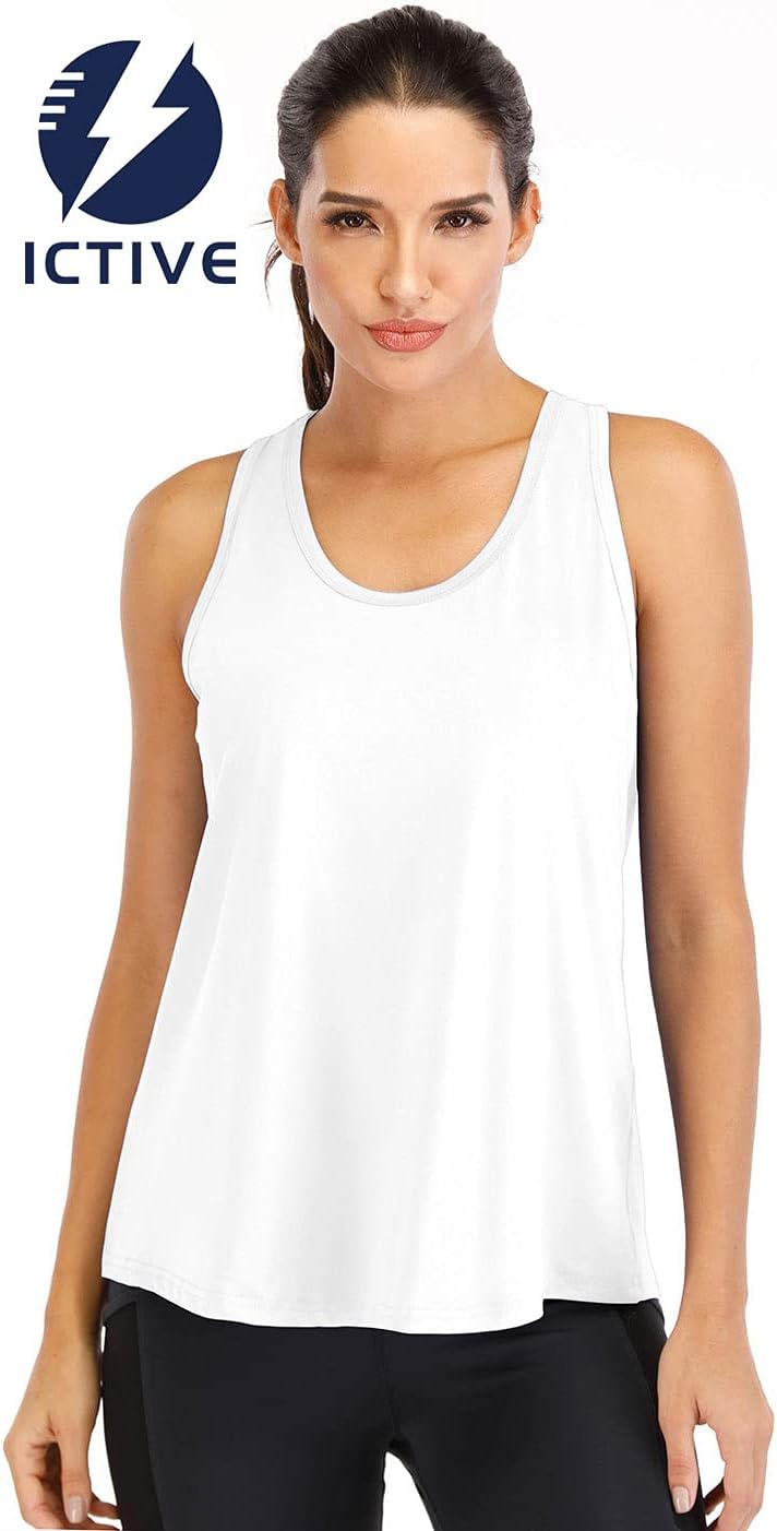 ICTIVE Workout Tops for Women Loose Fit Racerback Mesh Backless Muscle Tank Running Shirts - Image 2