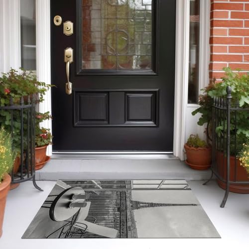 Tapis de sol sans perte au motif architecture parisienne rétro gris - 3