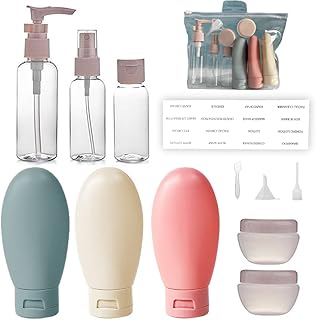 13 Pack Leak Proof Silicone Travel Bottles Set, Leak Proof Refillable Squeezable Containers Travel Containers for Toiletries with Tag for Shampoo Lotion Body Wash