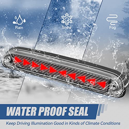Image of Auto Dynasty LED Third Brake Light for 93-16 Ford Ranger F-250 Super Duty | 3rd Brake Light for 93-16 F-250 F-350 F-450 F-550 Ranger Sport Trac B-Series, Carbon Fiber Pattern Triangle Sequential