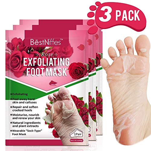 3 Pack Foot Peel Mask, Exfoliating Foot Masks, Natural Exfoliator for Dry Dead Skin, Callus, Repair Rough Heels for Men Women (Rose)