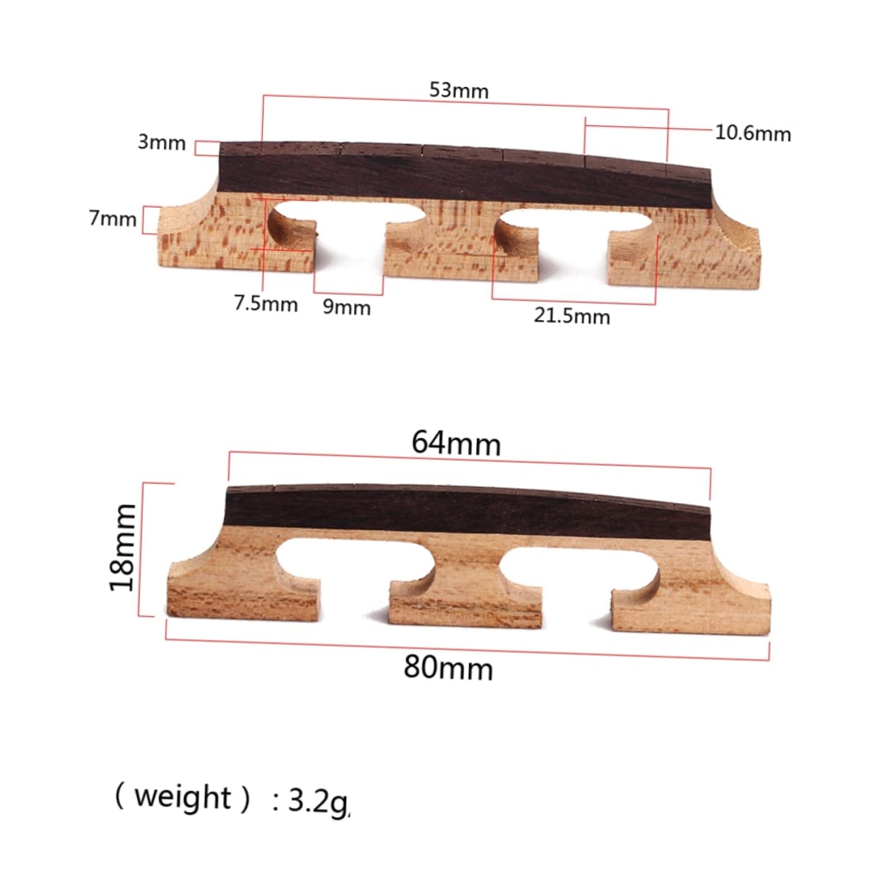Toddmomy 6 Strings Banjo Bridge Replacement Rosewood Maple Made for Guitar Ukulele