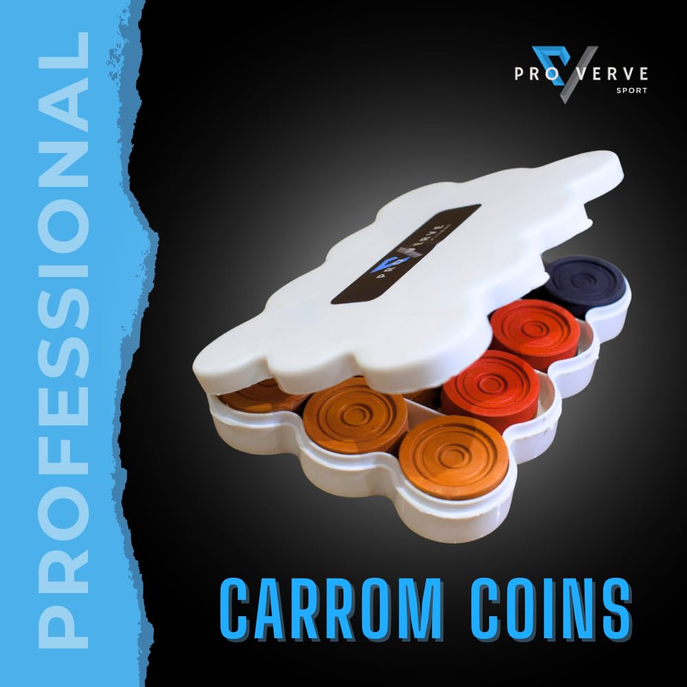 Proverve Carrom Coins Set with Floral Striker & Disco Powder | 8mm Plastic Wooden Look Carrom Board Coins Combo for Kids & Adults | Carrom Accessories Kit (24 Coins) 4