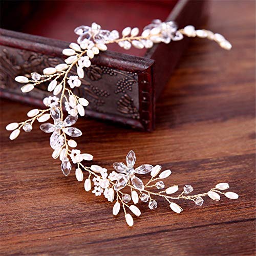 Envisioni - Diadema para Novia, con Perlas y estrás, Banda para el Pelo, Elegante, para Peinados de Novia, para Llevar Todos los días, Bodas y Ceremonias de Baile