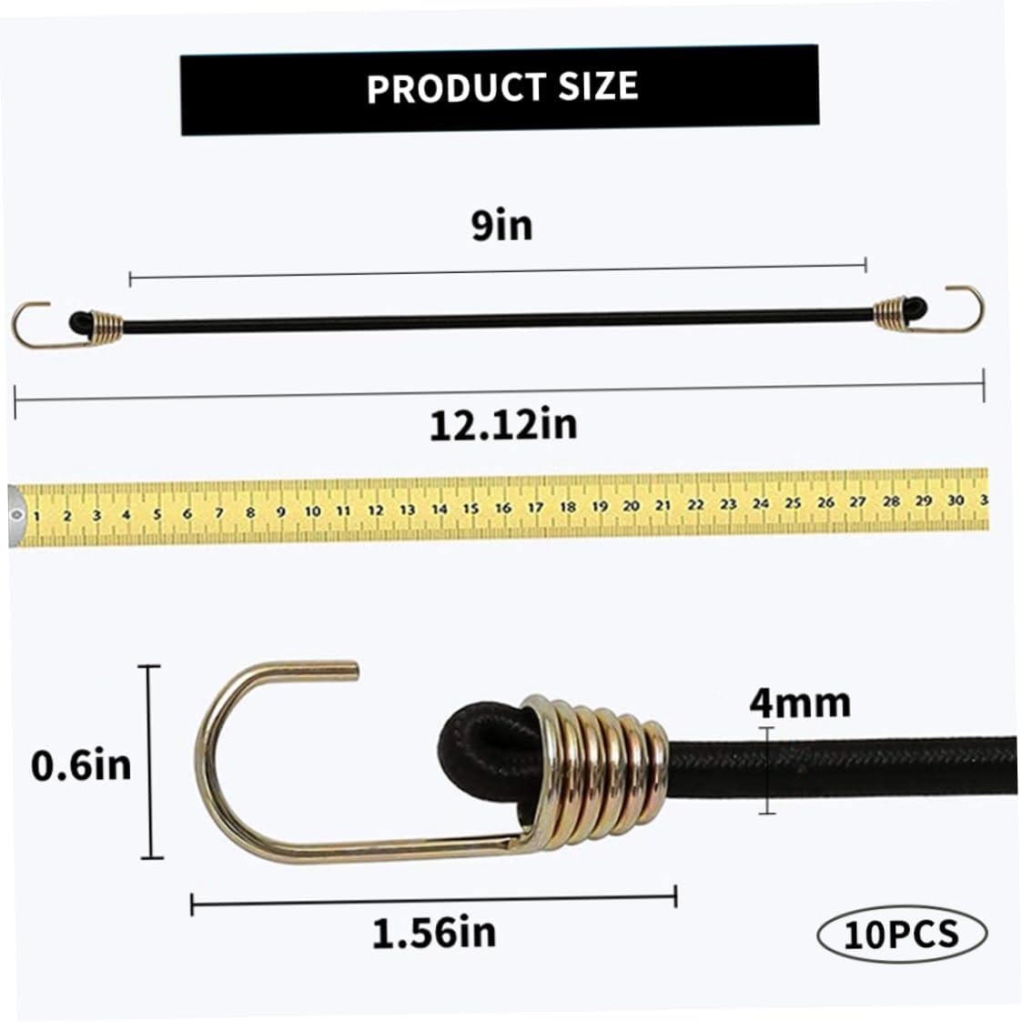Luggage Tensioner with Hooks Strap Elastic Bungee Cords Adjustable Extender Tie Strap for Camping 10 Pcs Elastic Rope