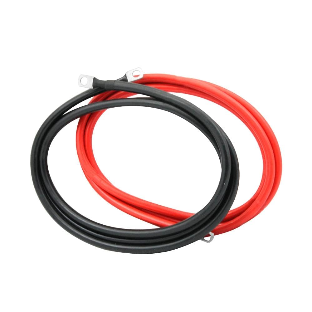 KEDAKEJI 2 AWG battery cables with 3/8 inch lugs, red and black, 4 feet