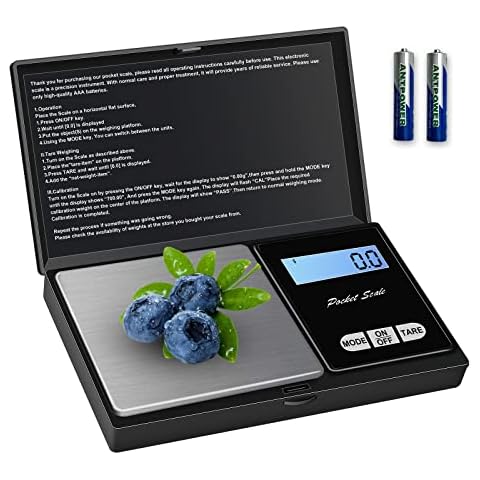 Taschenwaage Feinwaage 1000g/0.1g Digitalwaage Goldwaage Präzisionswaage mit LCD-Anzeige und Tara-Funktion, 7 Einheiten (2 Batterien im Lieferumfang enthalten) Cover