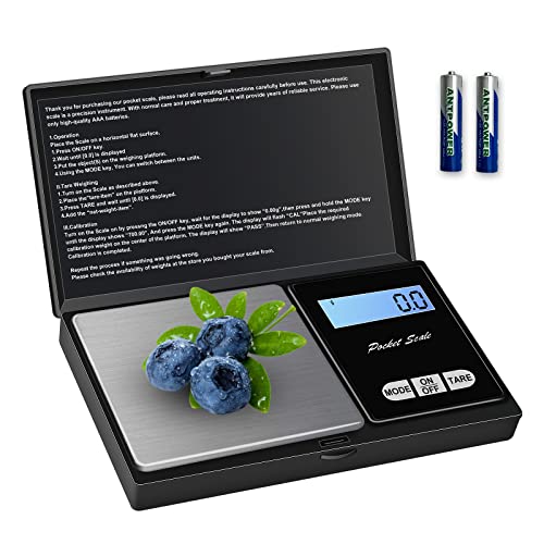 Balance de Precision 1000g/0.1g Balance Gramme Petite Balance 7 Unités Avec Affichage LCD et Fonction de Tare pour le Pesage des Médicaments Bijoux La Poudre (2 Piles Incluses)