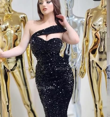 Image of One Shoulder Sequin Prom Dresses Long Sparkly Mermaid Evening Gowns for Women Bodycon Formal Dresses 2025