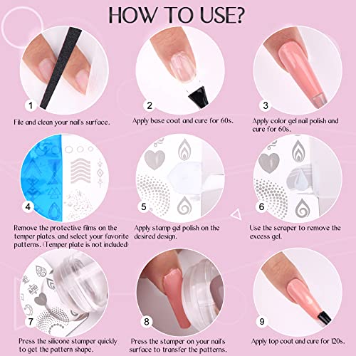 Saviland French Tip Nail Stamp 4PCS Nail Art Stamper Kit Clear