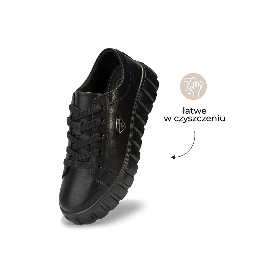 FILIPPO damskie sneakersy skórzane na platformie - skóra naturalna