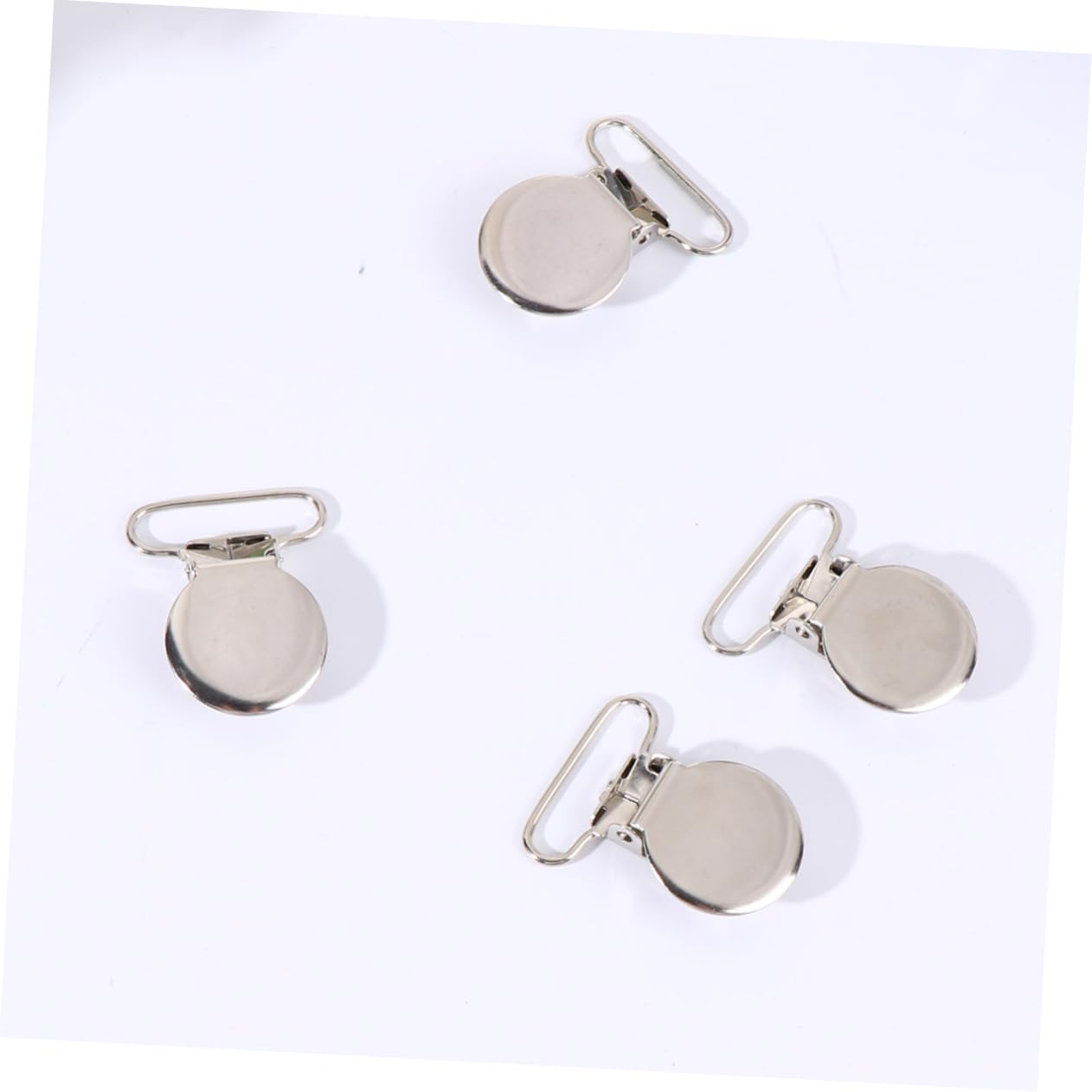 OSALADI 10Pcs Durable Metal Clip Straps Small Round Clamp Buckles for Craft Projects for Belts and Equipment Silver Color