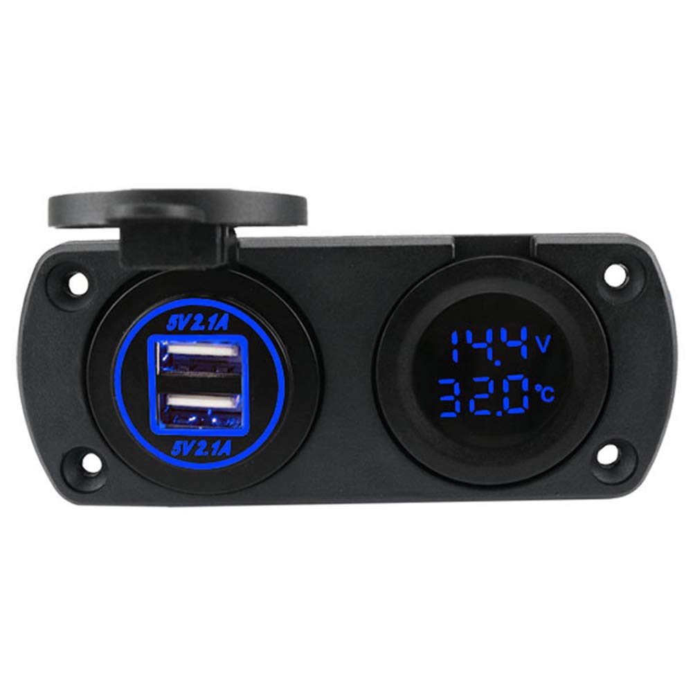 Voltmetro Auto 3 In 1 - Doppia USB, Temperatura E Tensione, Per