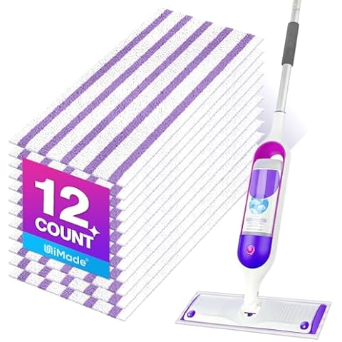 UNIMADE 12 Pack Reusable & Disposable Mop Pads Compatible with Swiffer Powermop, Washable Microfiber Pad Replacements for 13 ''-14.5 '' Mops - Swiffer Power Mop Refills for Most Floor Types Cover