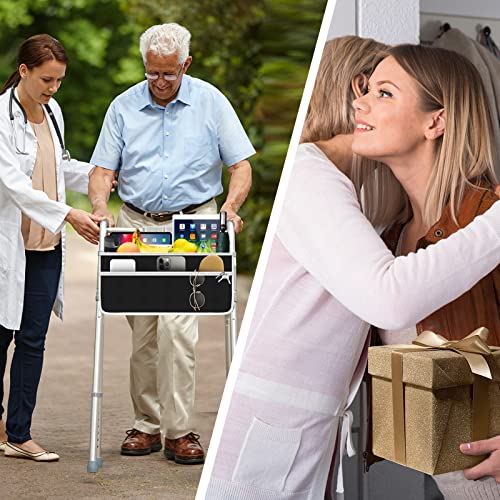 Walker Bag, Foldable Equipped With 6 Elastic Straps, Stronger Than Other Walker Basket, Basket For Walker With Multiple Pockets & Never Tipping Over, Best Gift For Elders And Family - Black #TOP6
