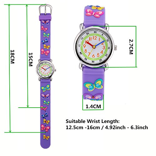 Image of Jewtme Cute Toddler Children Kids Watches Ages 3-8 Analog Time Teacher 3D Silicone Band Cartoon Watch for Little Girls Boys